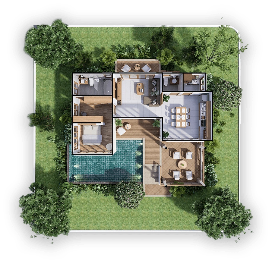Aerial view of a house
